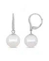 Pearls 14k 0.05 Ct. Tw. Diamond & 11-12mm Freshwater Pearl Earrings