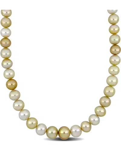 Pearls 14k 0.06 Ct. Tw. Diamond 10-13mm Pearl Necklace In Multi