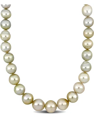 Pearls 14k 0.06 Ct. Tw. Diamond 12-15mm Pearl Necklace In Gold