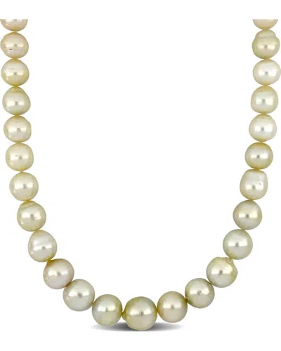 Pearls 14k 0.06 Ct. Tw. Diamond 12-15mm Pearl Necklace In Silver
