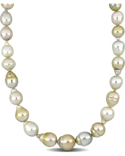Pearls 14k 0.06 Ct. Tw. Diamond 12-16mm Pearl Necklace In Gold