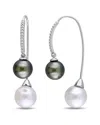 Pearls 14k 0.14 Ct. Tw. Diamond 9-9.5mm Pearl Threader Earrings