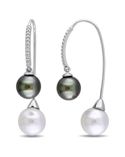 Pearls 14k 0.14 Ct. Tw. Diamond 9-9.5mm Pearl Threader Earrings