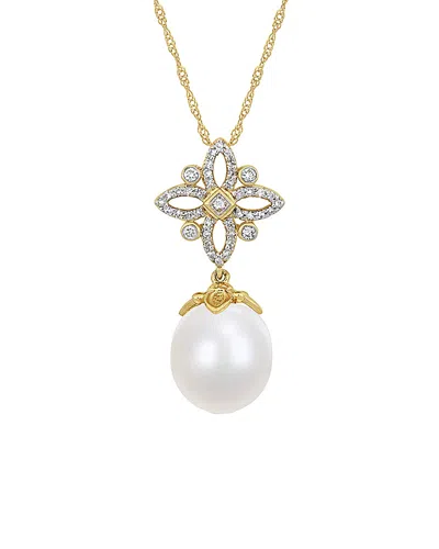 Pearls 14k 0.27 Ct. Tw. Diamond & 11-12mm South Sea Pearl Necklace