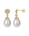 Pearls 14k 0.33 Ct. Tw. Diamond & 9-9.5mm Freshwater Pearl Drop Earrings
