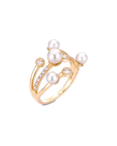 Pearls 14k 0.35 Ct. Tw. Diamond 3.5-5.5mm Pearl Ring In Gold
