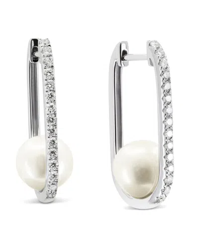 Pearls 14k 0.36 Ct. Tw. Diamond Hoops In Metallic