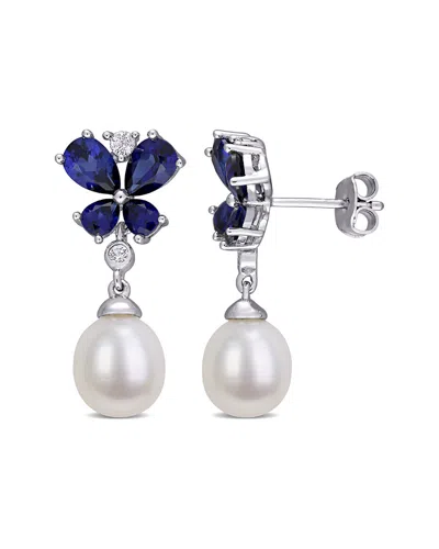 Pearls 14k 8-8.5mm Freshwater Pearl Floral Earrings