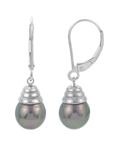 Pearls 14k 8-9mm Tahitian Pearl Earrings In Metallic