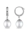 Pearls 14k 9-10mm Pearl Drop Hoops