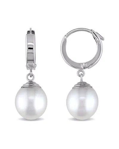 Pearls 14k 9-10mm Pearl Drop Hoops