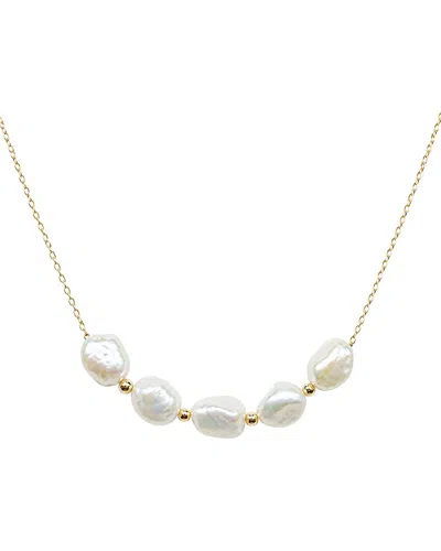 Pearls 14k 9-10mm Pearl Tincup Necklace In Gold