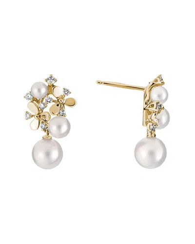 Pearls 14k Diamond 0.28 Ct. & Pearl Drop Earrings