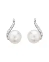 Pearls 14k Diamond 8mm Pearl Studs In Transparent