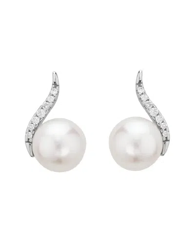 PEARLS 14K DIAMOND .08 CT. & 8MM PEARL STUDS