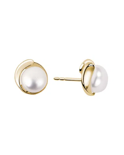 Pearls 14k Diamond 7mm Pearl Studs In Transparent