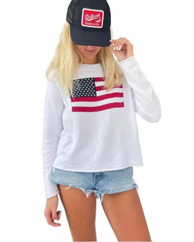 Pearls & Camo American Flag Sweater In White