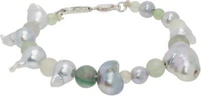 Pearls Before Swine Blue & Green Baroque Bracelet In .925 Silver / Pearl