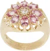 Pearls Before Swine Gold Jää Signet Ring In 14k Y Gold/pink Saph