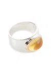 Pearls Before Swine Silver Citrine Gemstone Ring In White