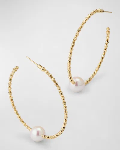 Pearls By Shari 18k Yellow Gold Akoya Pearl Hoop Earrings