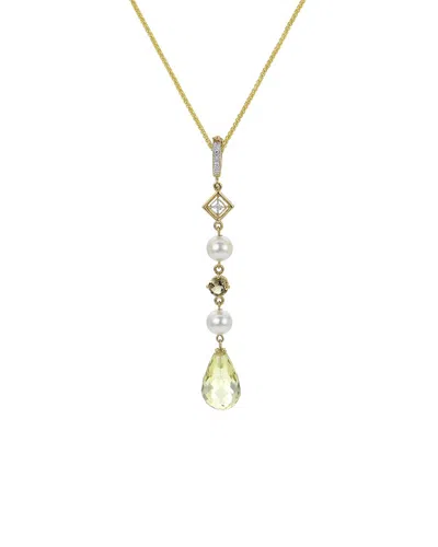 Pearls Dnu 0 Units Sold 14k 0.02 Ct. Tw. Diamond & Gemstone 5-5.5mm Pearl Pendant Necklace