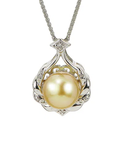 Pearls Dnu 0 Units Sold Imperial Silver 0.04 Ct. Tw. Diamond & 10-11mm Golden South Sea Pearl Necklace