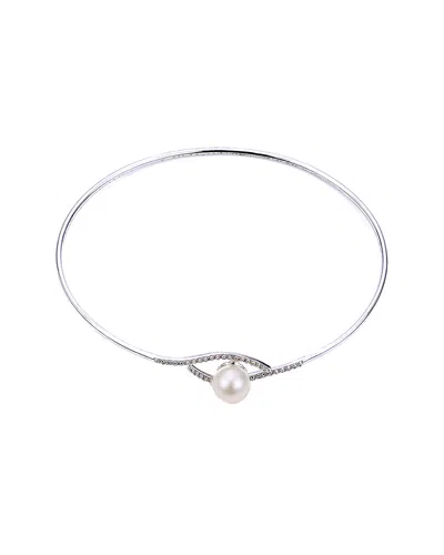 Pearls Dnu 0 Units Sold Imperial Silver 0.19 Ct. Tw. White Topaz & 7.5-8mm Pearl Bangle In Gray