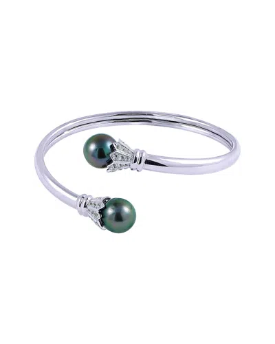 Pearls Dnu 0 Units Sold Imperial Silver 1.2-2.2mm White Topaz & 10-11mm Tahitian Pearl Bracelet