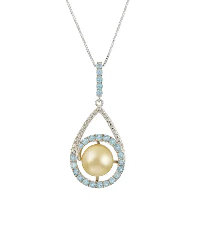Pearls Dnu 0 Units Sold Imperial Silver Blue Topaz & 10-11mm Golden South Sea Pearl Pendant Necklace