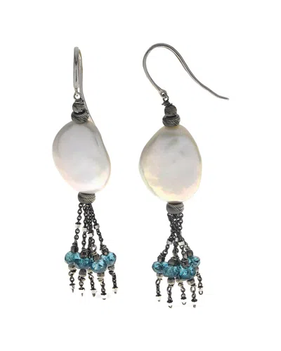 Pearls Dnu 0 Units Sold Imperial Silver Blue Topaz & 13-20mm Freshwater Pearl Earrings