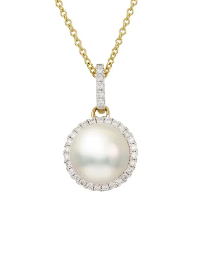 Pearls Imperial 14k 0.16 Ct. Tw. Diamond & 8-8.5mm Akoya Pearl Necklace In Gold