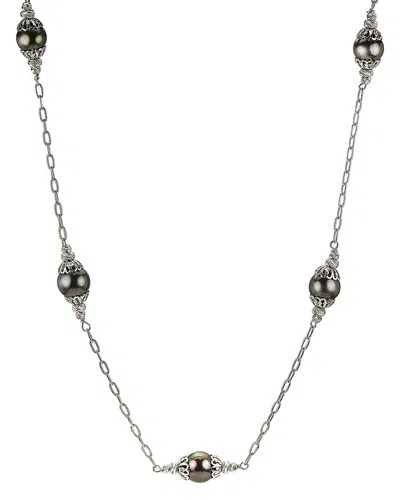 Pearls Imperial Brillance Silver 9-10mm Tahitian Pearl Necklace In Multi