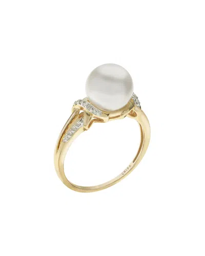 Pearls Imperial  14k 0.09 Ct. Tw. Diamond 8-9mm Freshwater Pearl Ring In Gray