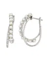 Pearls Imperial Silver 0.18 Ct. Tw. Diamond & 2-2.5mm Pearl Earrings