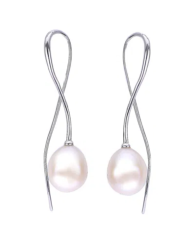 Pearls Imperial Silver 9-10mm Pearl Earrings In Metallic