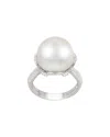 Pearls Imperial Windsor Silver 0.70 Ct. Tw. Diamond & 14-15mm Freshwater Pearl Ring