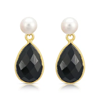 Pearls Of The Orient Online Women's Black / White Clara Cultured Freshwater Pearl & Spinel Drop Earrings In Multi