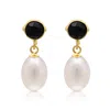 Pearls Of The Orient Online Women's Black / White Clara Spinel & Cultured Freshwater Pearl Drop Earrings In Multi