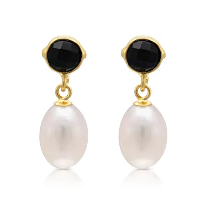 Pearls Of The Orient Online Women's Black / White Clara Spinel & Cultured Freshwater Pearl Drop Earrings In Multi