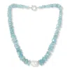 Pearls Of The Orient Online Women's Blue Clara Chunky Graduated Aquamarine Necklace With Central Cultured Freshwater Pearl In Blue