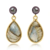 Pearls Of The Orient Online Women's Clara Black Cultured Freshwater Pearl & Labradorite Drop Earrings In Black