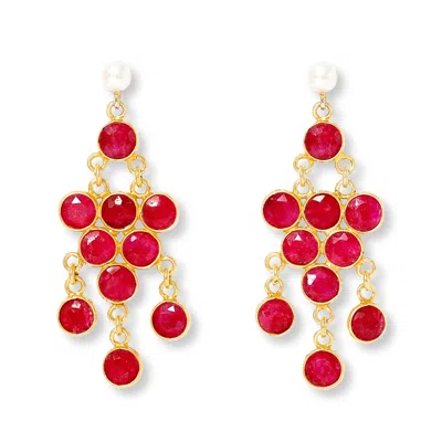 Pearls Of The Orient Online Women's Clara Cultured Freshwater Pearl Earrings & Ruby Chandelier Earrings In Red