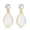 Pearls Of The Orient Online Women's Clara Grey Cultured Freshwater Pearl & Moonstone Drop Earrings In Gray