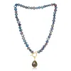 Pearls Of The Orient Online Women's Clara Peacock Black Cultured Irregular Freshwater Pearl Necklace With Labradorite Gold Verme In Black