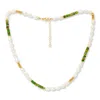 Pearls Of The Orient Online Women's Gold / Green / White Nova Oval Cultured Freshwater Pearls Necklace With Green Jasper & Gold  In Multi