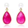 Pearls Of The Orient Online Women's Gold / Red Clara Cultured Freshwater Pearls & Ruby Quartz Drop Earrings