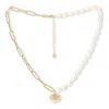 Pearls Of The Orient Online Women's Gold / White Amare Oval Cultured Freshwater Pearl & Gold Chain Necklace With Gold Heart