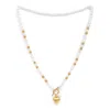 Pearls Of The Orient Online Women's Gold / White Amare White Cultured Freshwater Pearl Necklace With Gold Vermeil Heart & Gold H In Multi