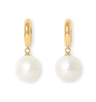 Pearls Of The Orient Online Women's Gold / White Credo Chunky Gold Hoop Earrings With Baroque Cultured Freshwater Pearls In Multi